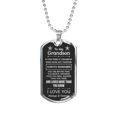 Grandson (Always Remember) Dog Tag Necklace - Love You This Much